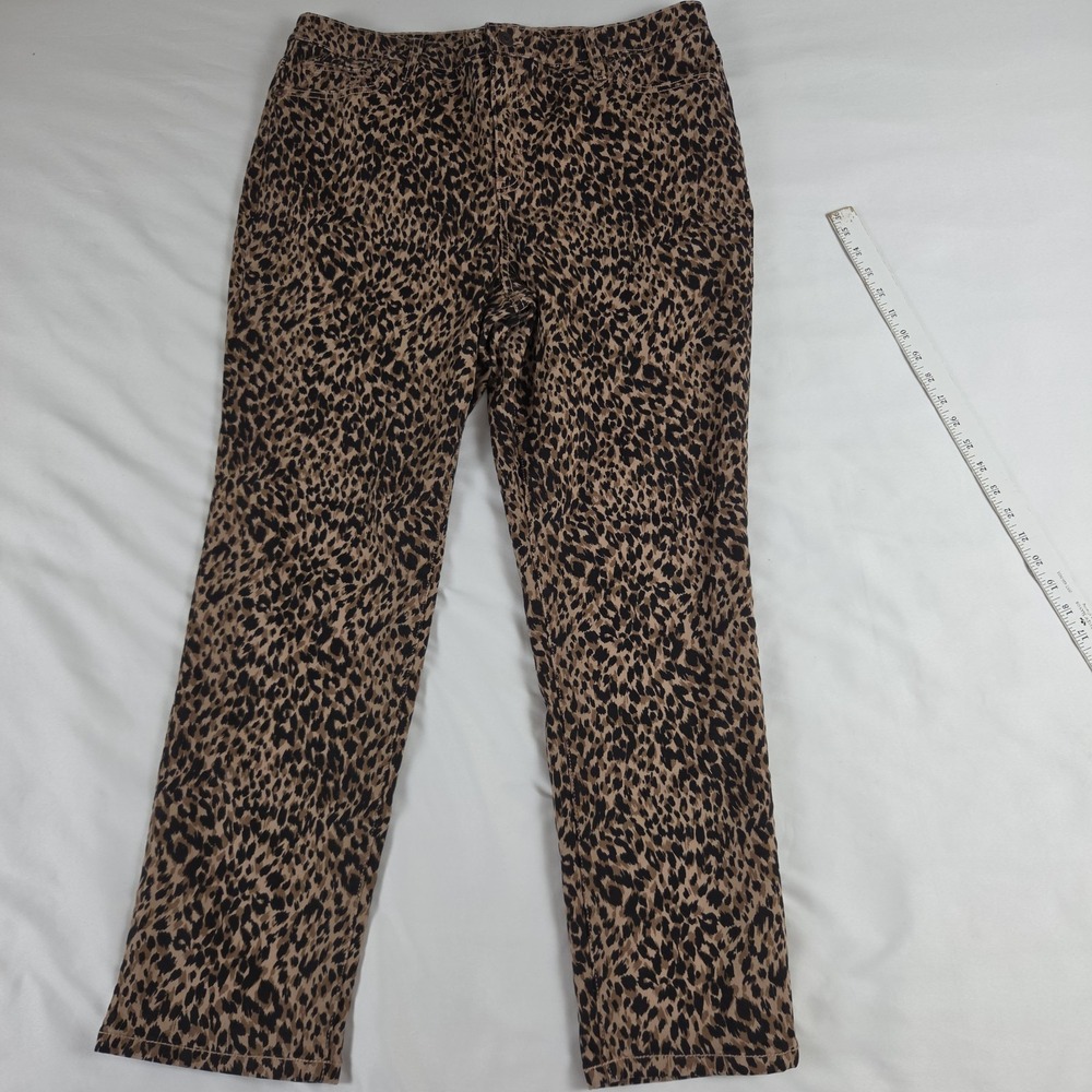 TERRA & SKY Straight Leg Leopard Print Denim Jeans  Sz 14 W
